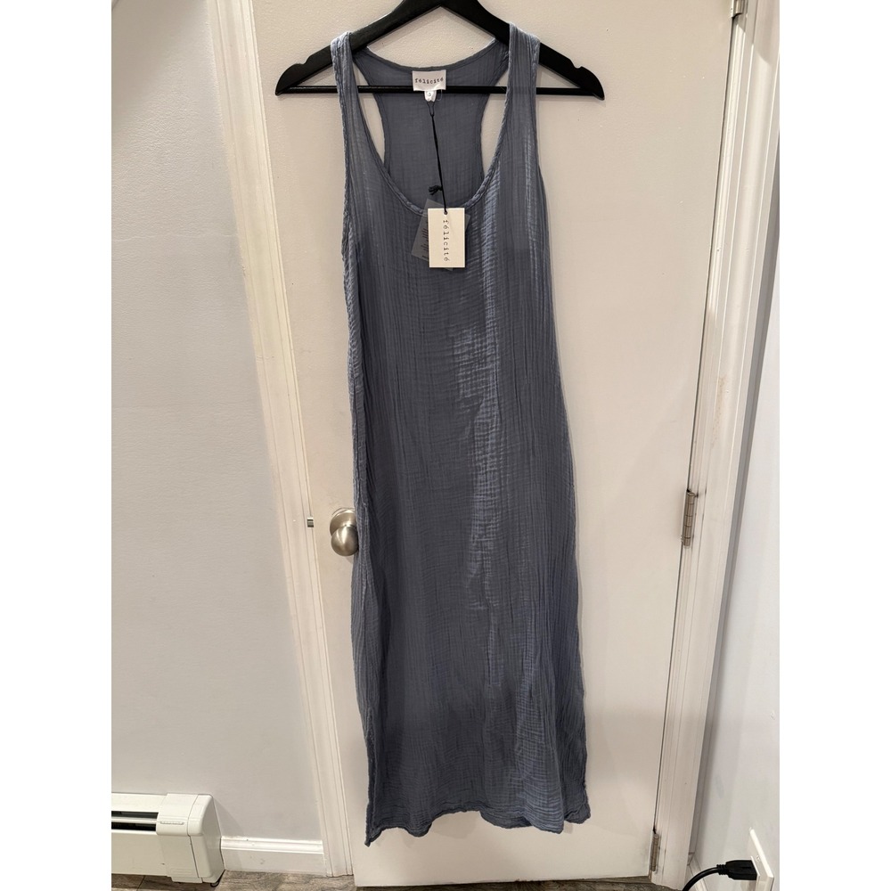 Felicite Blue Cotton Gauze Racerback Maxi Dress Size 1 NWT